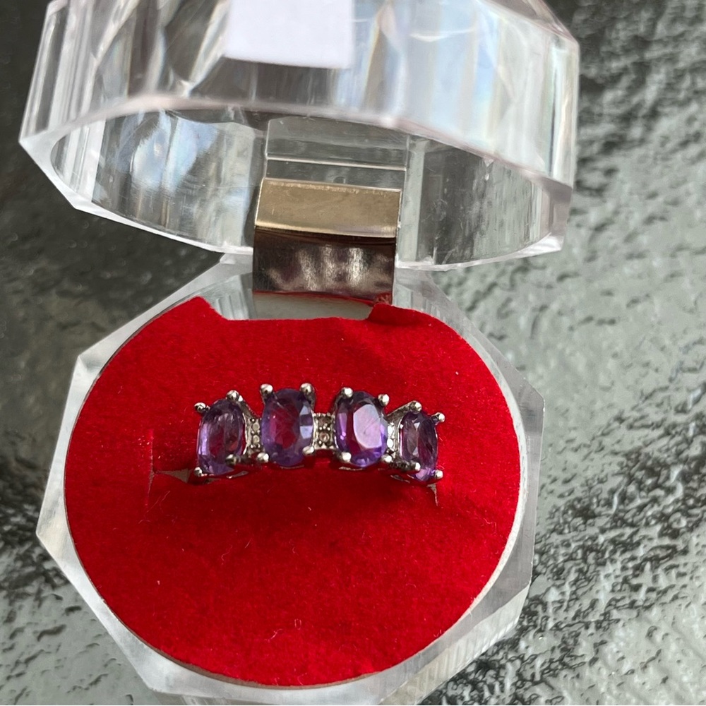 Amethyst And Moissanite Ring Size 8